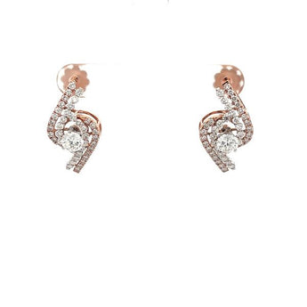 Contemporary Diamond S-Swirl Ribbon Earrings in 14k Rose Gold