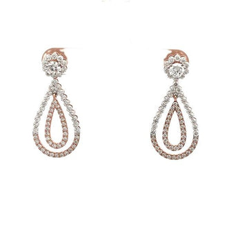 Double Pear-Shaped Diamond Teardrop Dangle Earrings in Rose Gold