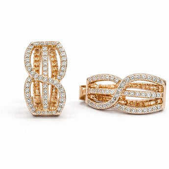 Geometric Hoop Diamond Filigree Earrings