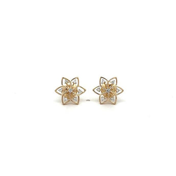 Elegant Six-Petal Floral Diamond Studs
