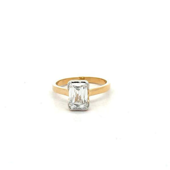 2.140 Carat Emerald Cut Diamond Solitaire Ring in Yellow Gold
