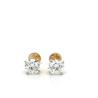 Classic Round Brilliant Cut Diamond Solitaire Stud Earrings