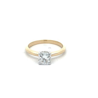 1 Carat Solitaire Cushion Portugues Diamond Engagement Ring