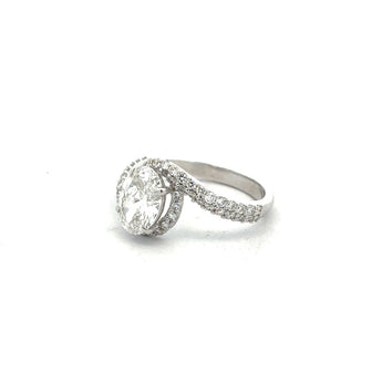 1.5 Carat Oval Cut Diamond Swirl Halo Ring