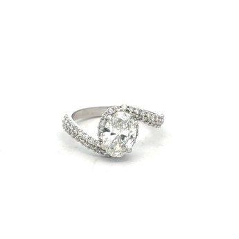 1.5 Carat Oval Cut Diamond Swirl Halo Ring