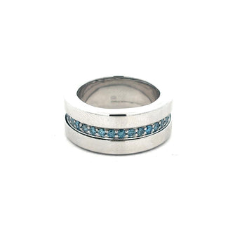 Modern Blue Diamond Channel Band in White Gold