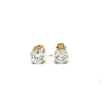 4-Prong Round Solitaire Diamond Stud Earrings in Yellow Gold