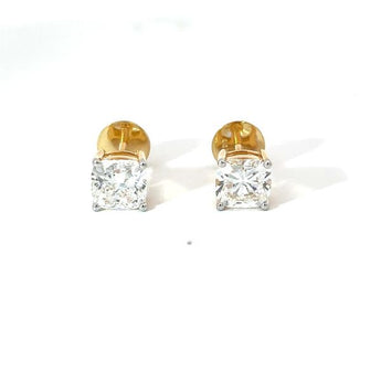 Princess Cut Diamond Stud Earrings in Yellow Gold