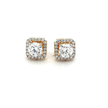 1 Carat Each Round Diamond Stud Earrings