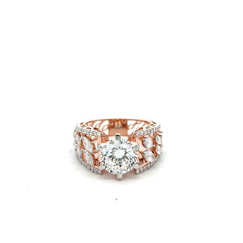 3 Carat Round Statement Rose Gold Diamond Ring