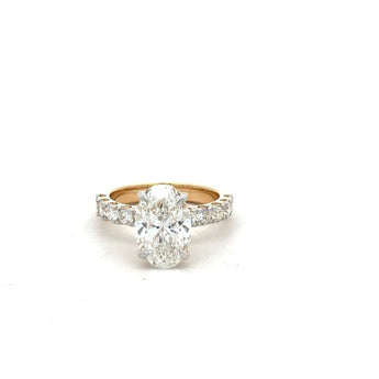 2.5 Carat Oval Diamond Ring with Pavé Band