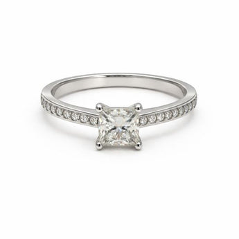1 Carat Princess Cut Diamond Engagement Ring in 14k White Gold