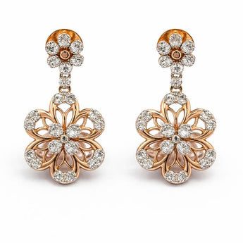 Elegant Double Flower Diamond Earrings