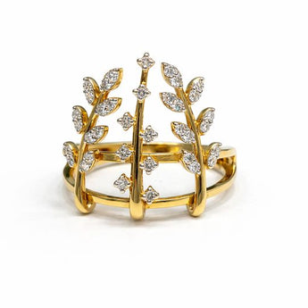Yellow Gold Diamond Garden Ring - Unique Anniversary Gift
