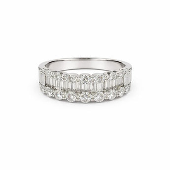 Elegant White Gold Diamond Band Ring with Multi-Row Design