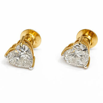 3.56 Carat Heart-Shaped Solitaire Diamond Stud Earrings