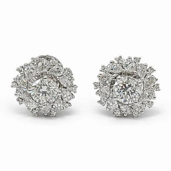 Solitaire Diamond Swirl Halo Stud Earrings