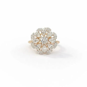 3.79 Carat Lab-Grown Diamond Floral Cluster Gold Ring