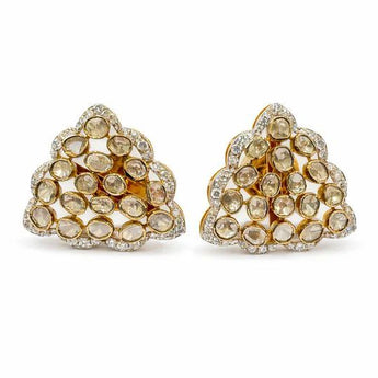 Scalloped Halo Polki Diamond Studs