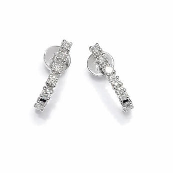 Dainty Diamond Vertical Drop Earrings