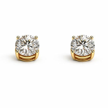 Classic Brilliant Round Diamond Solitaire Stud Earrings in White Gold
