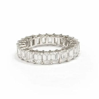 5.82 Carat Radiant Emerald-Cut Diamond Eternity Ring - Solid 14KT White Gold