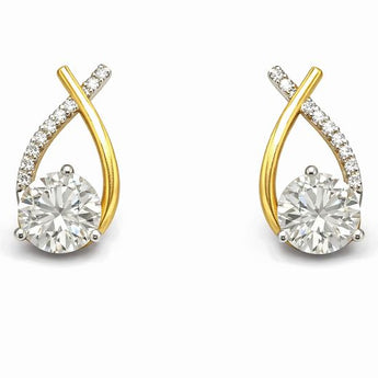 Elegant Two-Tone Solitaire Diamond Earrings