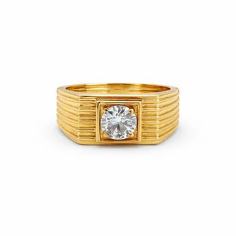 1.010 Carat Round Cut Diamond Men’s Ring in Yellow Gold