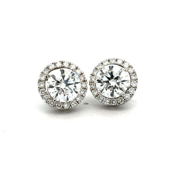 Classic Round Solitaire Diamond Studs with Filigree Halo