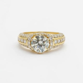 2.95 Carat Round Diamond Yellow Gold Engagement Ring