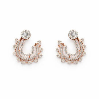 Rose Gold Curved Diamond Cluster Stud Earrings