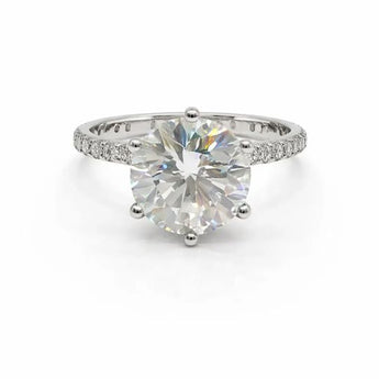 5 Carat Center Stone Diamond Ring with Pave Band