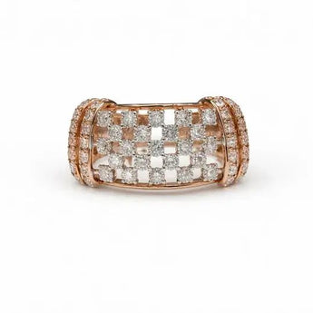 14k Gold Three-Row Diamond Statement Band for Women