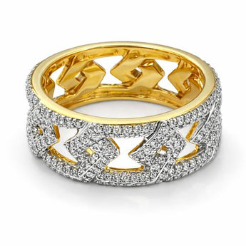 Luxury Pave Diamond Chain Link Eternity Ring in Gold