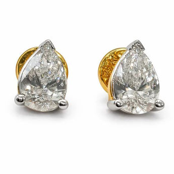 1.0 Carat Each Pear Shaped Diamond Studs
