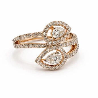 1.166 Carat Yellow Gold Pear Diamond Halo Statement Ring