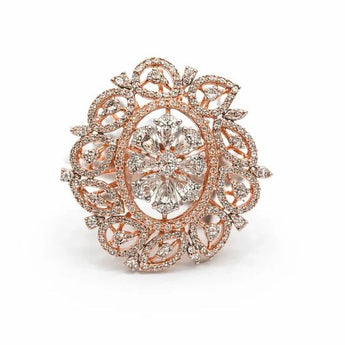 2.7 Carat Brilliant Diamond Flower Ring - Solid 14KT Rose Gold