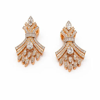 Contemporary Abstract Diamond Ri on Drop Earrings in 14K Rose Gold