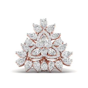 Triangle-Shaped Diamond Cluster Ring with Marquise Cut Stones in Rose Gold