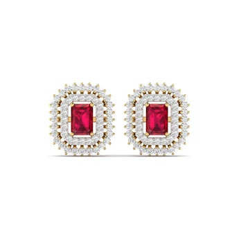 Buy 1 Carat Ruby & Diamond Stud Earring from Ivana Jewels Best lab grown diamond jewellery brand