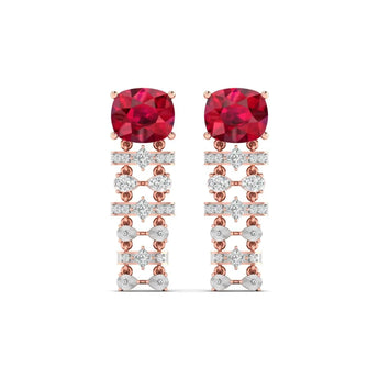 Buy 1 Carat Ruby Diamond Dangler Earring from Ivana Jewels Best lab grown diamond jewellery brand