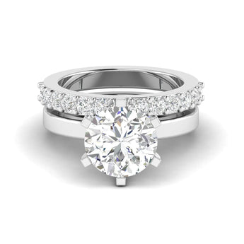 Solitaire Diamond Ring with Pave Band Best lab grown diamond jewellery brand