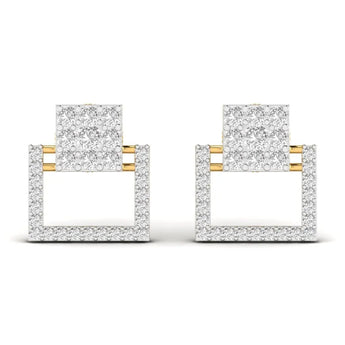 Buy Square Style Round Cut Diamond Stud Earring from Ivana Jewels Best lab grown diamond jewellery brand