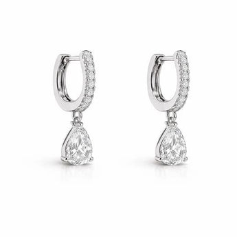  Pear-Cut Diamond Drop Huggie Hoop Earrings