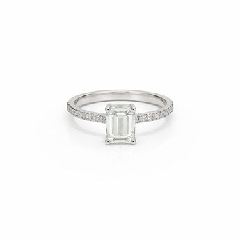 3.25 Carat Radiant Emerald-Cut Diamond Ring - Solid 14KT White Gold