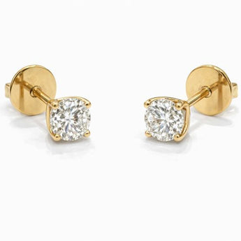 Round Brilliant Cut Diamond Solitaire Studs with 4-Prong Setting