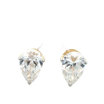 Stunning Pear Shaped Diamond Solitaire Stud Earrings in White Gold Setting