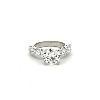 3 Carat Round Cut Diamond Ring with Side Stones