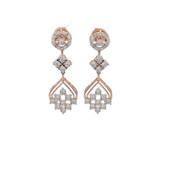 Multi-Tiered Diamond Geometric Dangle Earrings in 14K Rose Gold
