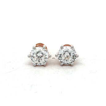 3 Carat Each Round Solitaire Diamond Studs